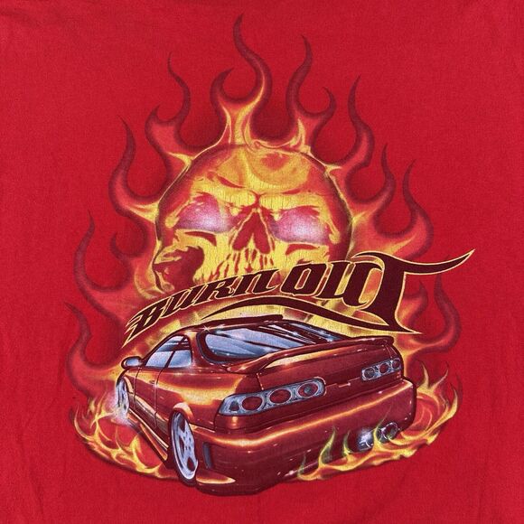 Y2K Zumspeed Shirt Men’s 2XL Red Burn Out Skull Flames Acura Integra - Picture 15 of 16